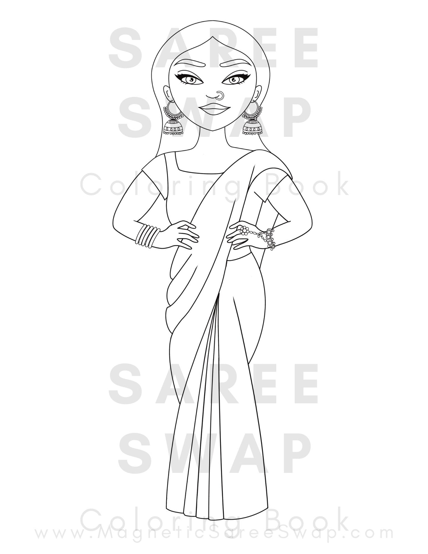 Saree Swap South Asian Fashion Coloring Sheets (Digital Download)