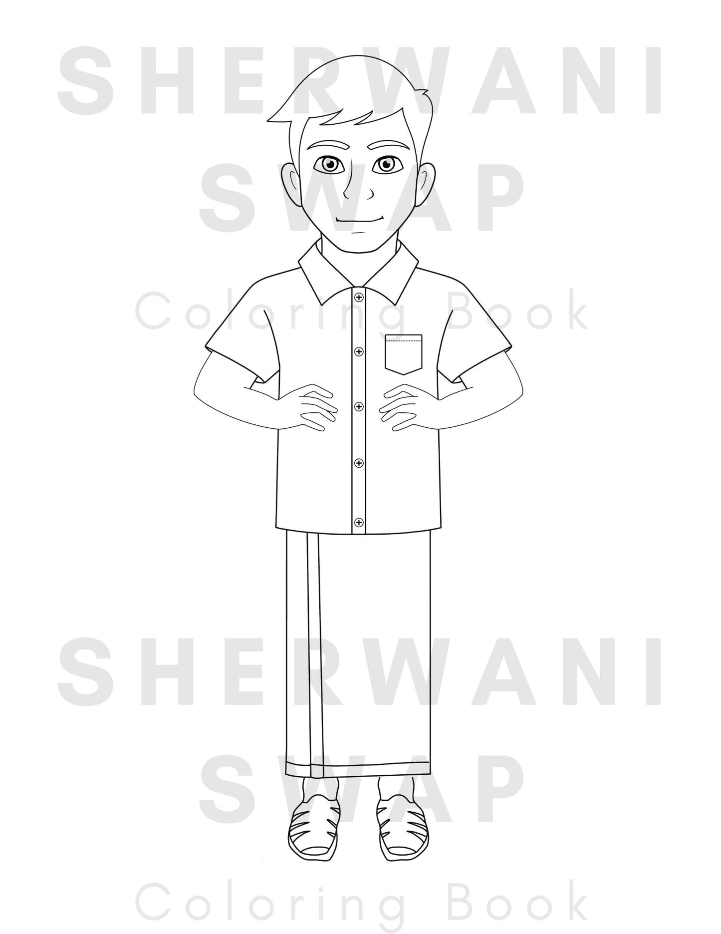 Sherwani Swap South Asian Fashion Coloring Book (Digital Download)