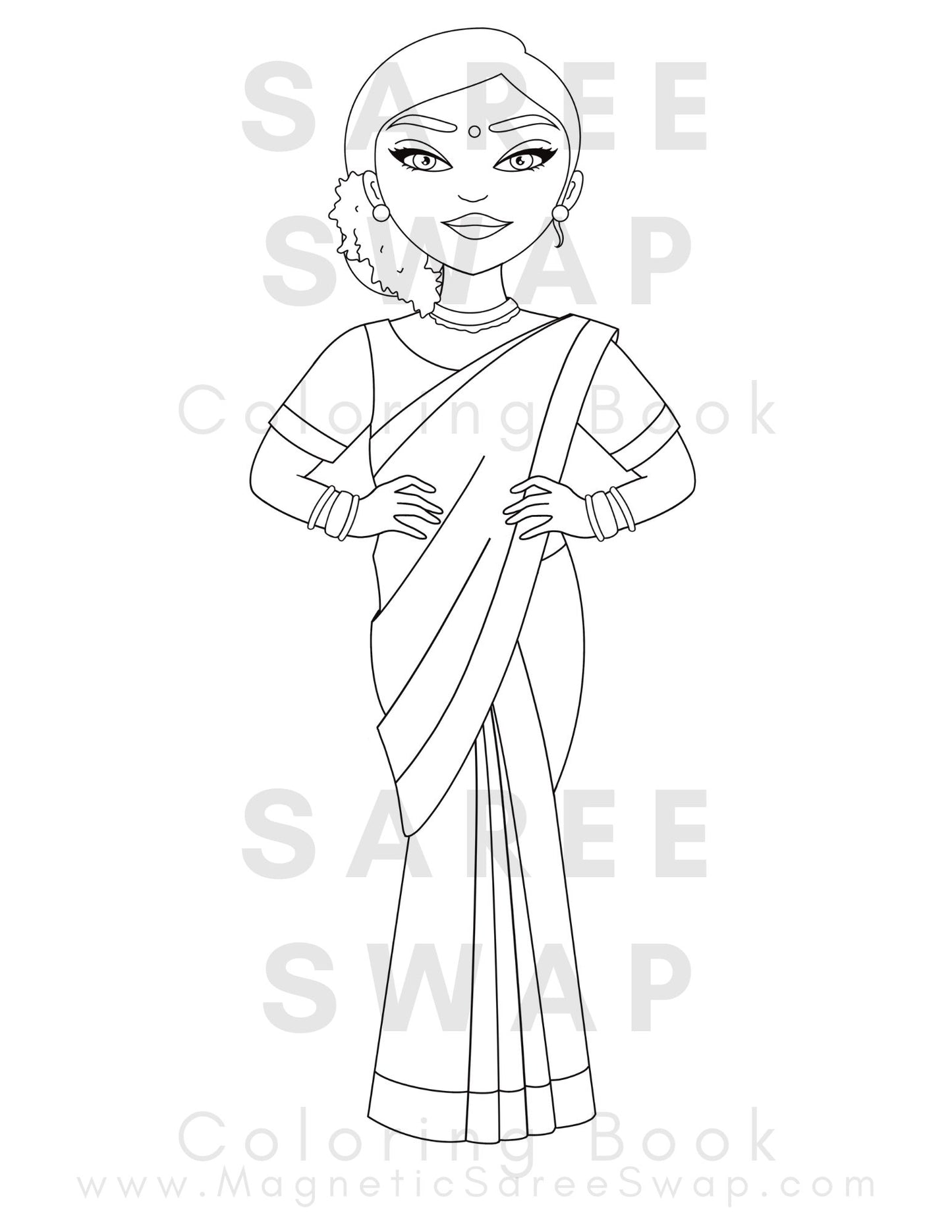 Saree Swap South Asian Fashion Coloring Sheets (Digital Download)