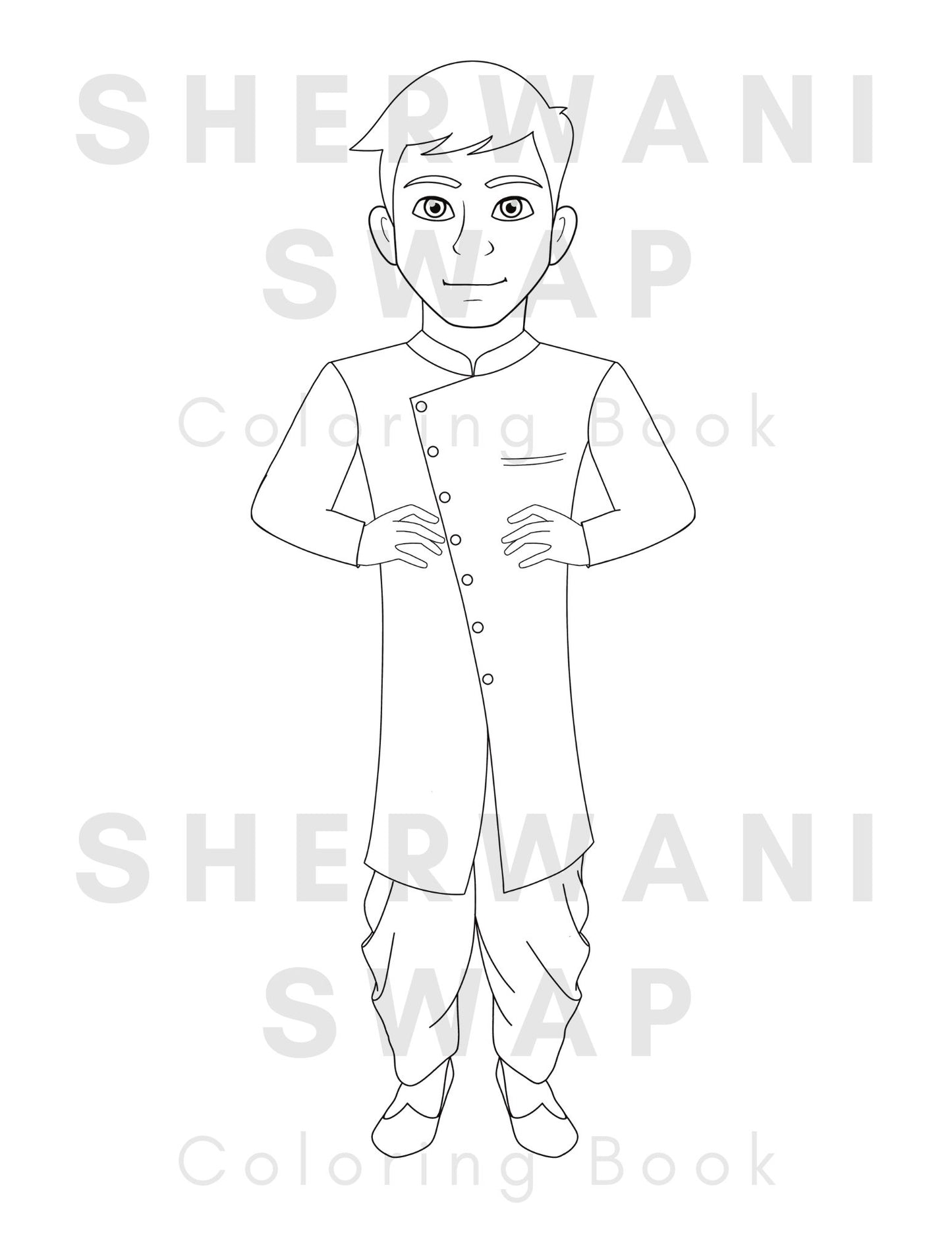 Sherwani Swap South Asian Fashion Coloring Book (Digital Download)