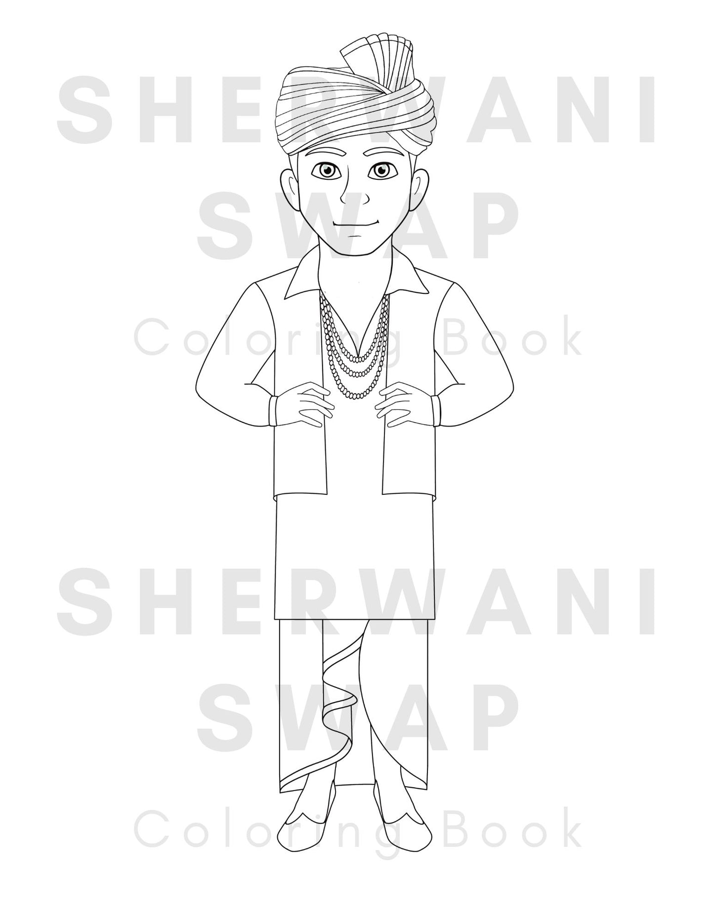 Sherwani Swap South Asian Fashion Coloring Book (Digital Download)