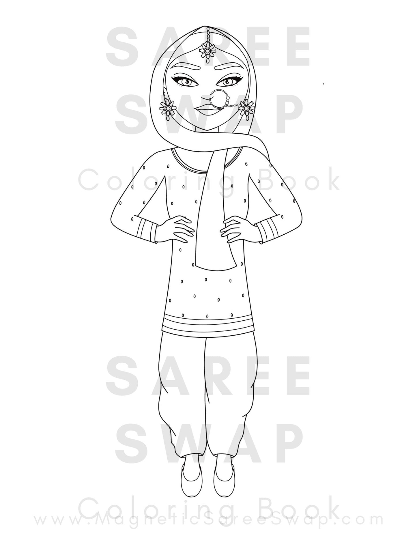 Saree Swap South Asian Fashion Coloring Sheets (Digital Download)