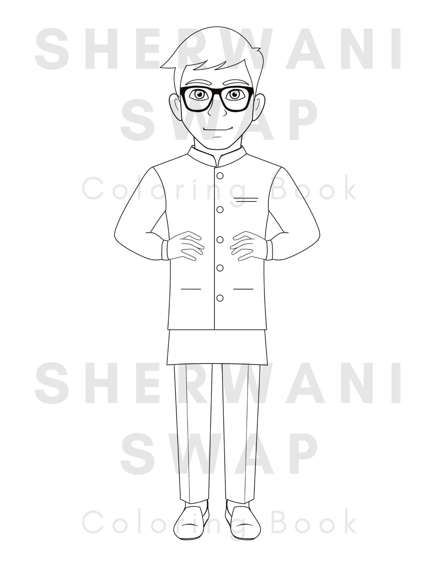 Sherwani Swap South Asian Fashion Coloring Book (Digital Download)