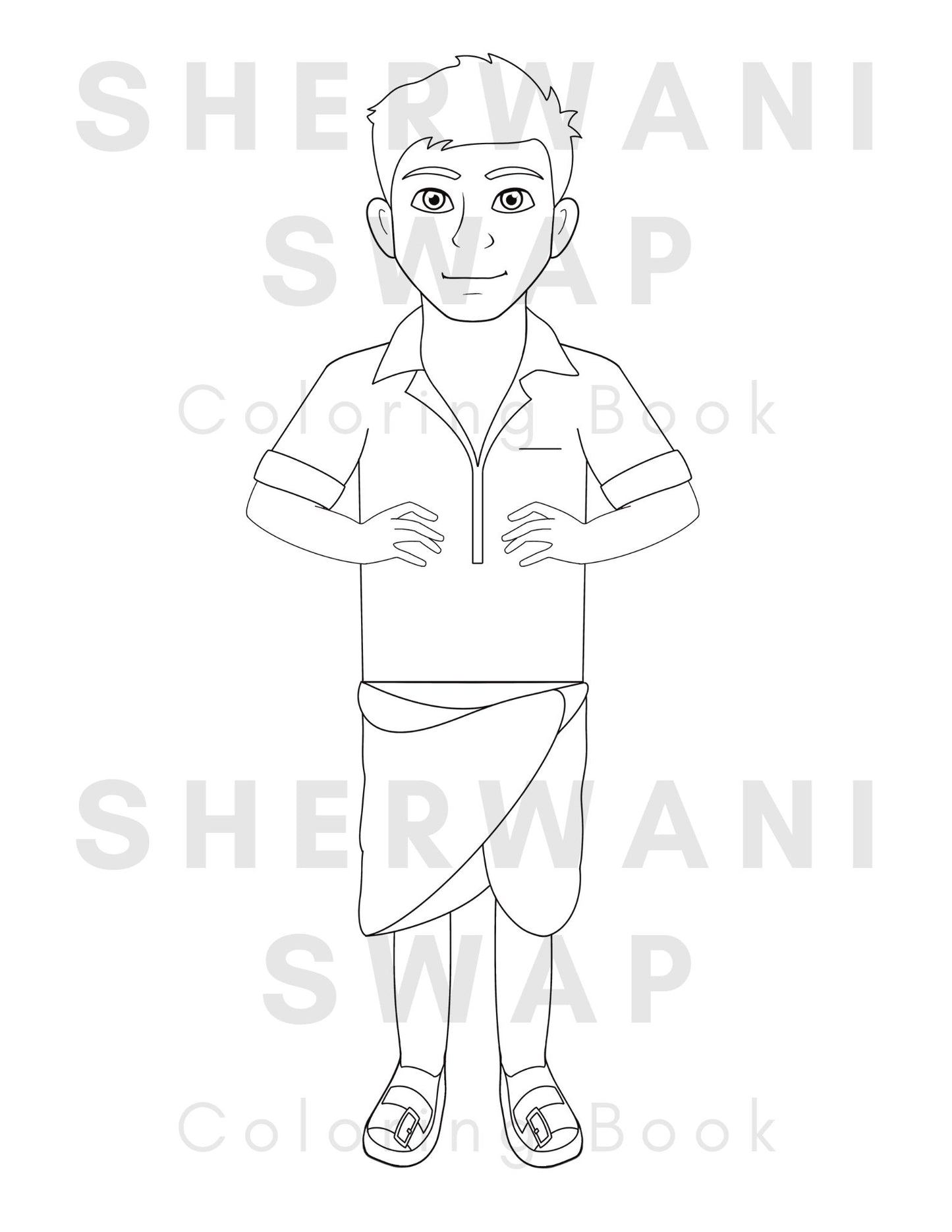 Sherwani Swap South Asian Fashion Coloring Book (Digital Download)