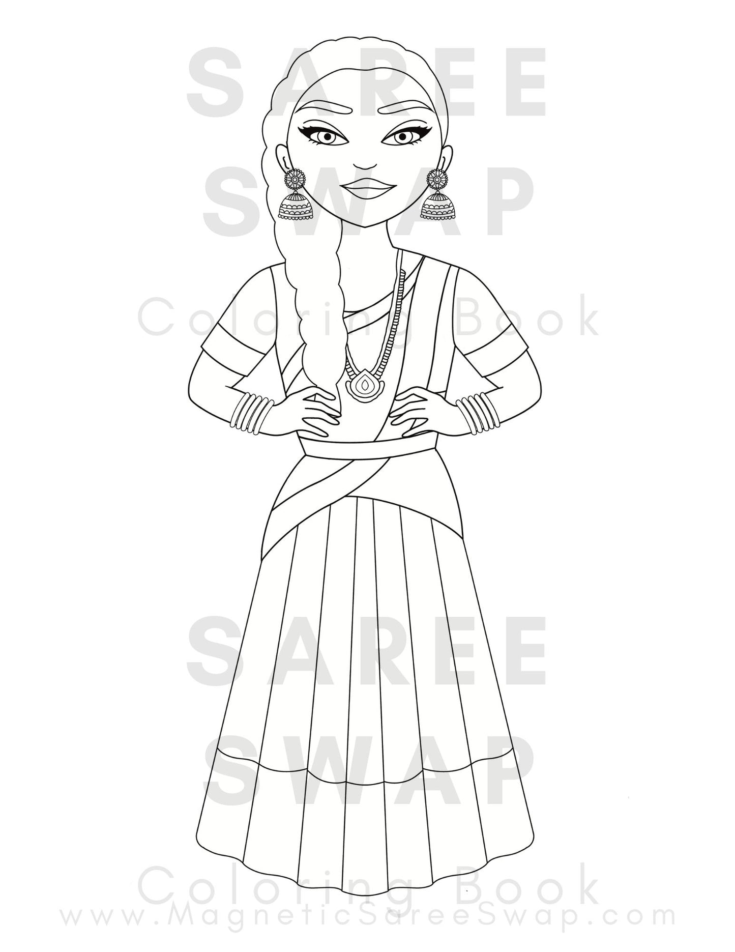 Saree Swap South Asian Fashion Coloring Sheets (Digital Download)