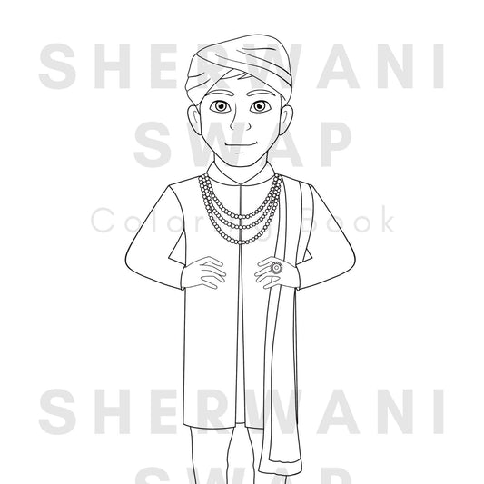 Sherwani Swap South Asian Fashion Coloring Book (Digital Download)